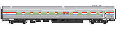 Walthers Mainline 30151 HO Scale 85' Budd Diner - Ready to Run -- Amtrak (Phase III; silver, Equal red, white, blue Stripes)