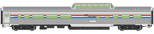 Walthers Mainline 30401 HO Scale 85' Budd Dome Coach - Ready to Run -- Amtrak (Phase III; silver; Equal Red, White, Blue Stripes)