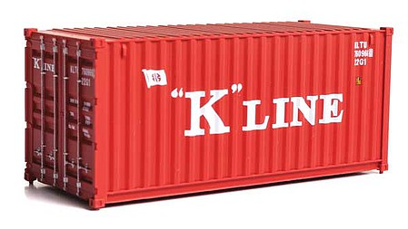 Walthers Scenemaster 8073 HO Scale 20' Corrugated Container - Assembled -- K-Line (red, white)