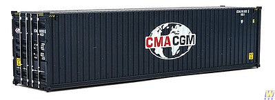 Walthers Scenemaster 8260 HO Scale 40' Hi-Cube Corrugated-Side Container - Assembled -- GMA-CGM (Globe Logo; blue, white, red)