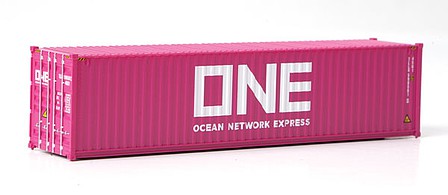 Walthers Scenemaster 8275 HO Scale 40' Hi-Cube Corrugated-Side Container - Assembled -- Ocean Network Express - ONE (magenta, white)