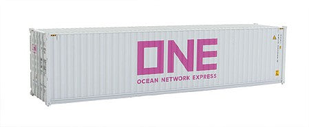 Walthers Scenemaster 8276 HO Scale 40' Hi-Cube Corrugated-Side Container - Assembled -- Ocean Network Express - ONE (white, magenta)