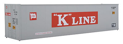 Walthers Scenemaster 8351 HO Scale 40' Hi Cube Smooth Side Reefer Container - Assembled -- K-Line (grey, red, white)