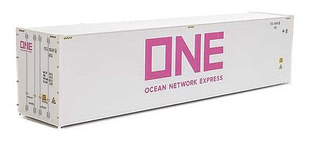 Walthers Scenemaster 8364 HO Scale 40' Hi-Cube Smooth-Side Reefer Container - Assembled -- Ocean Network Express - ONE (white, magenta)