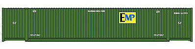 Walthers Scenemaster 8503 HO Scale 53' Singamas Corrugated Side Container - Ready to Run -- EMP (green, yellow)
