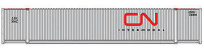 Walthers Scenemaster 8513 HO Scale 53' Singamas Corrugated-Side Container - Ready to Run -- Canadian National (gray, red; CN Intermodal Logo)