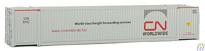 Walthers Scenemaster 8518 HO Scale 53' Singamas Corrugated-Side Container - Assembled -- Canadian National (white, gray, red; Worldwide Logo)