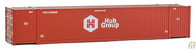 Walthers Scenemaster 8521 HO Scale 53' Singamas Corrugated-Side Container - Assembled -- Hub Group (red, white)