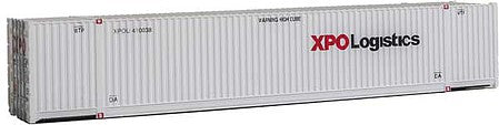 Walthers Scenemaster 8531 HO Scale 53' Singamas Corrugated-Side Container - Assembled -- XPO Logistics (white, black, red)