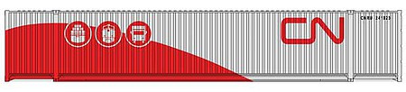 Walthers Scenemaster 8537 HO Scale 53' Singamas Corrugated-Side Container - Assembled -- Canadian National (gray, red; Three Modes, Noodle Logo)