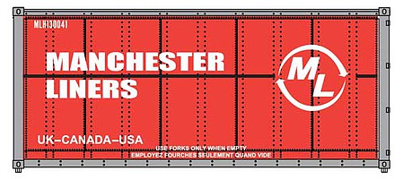 Walthers Scenemaster 8656 HO Scale 20' Smooth-Side Container - Ready to Run -- Manchester Liners (red, white)