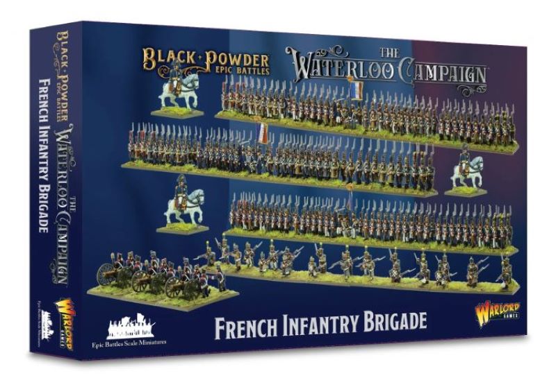 Warlord Games 2001 15mm Black Powder Epic Battles: Waterloo French Infantry Brigade (300 figs, 3 mtd, 3 guns w/12 figs)