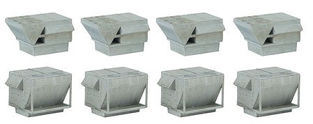 Walthers Cornerstone 4077 HO Scale HVAC Units -- Kit - 4 Each of 2 Styles of Rooftop Air Conditioners