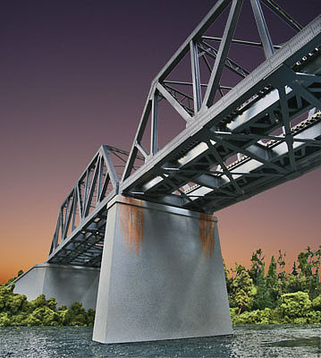 Walthers Cornerstone 4552 HO Scale Double-Track Railroad Bridge Concrete Pier 2-Pack -- Kit 5-7/16 x 1-1/4 x 5-1/8" 13.8 x 3.1 x 13cm