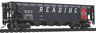 Walthers Trainline 1422 HO Scale Offset Hopper - Ready to Run -- Reading (black, red; Large Lettering, Anthracite Logo)