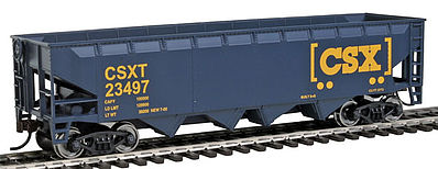 Walthers Trainline 1425 HO Scale Offset Hopper - Ready to Run -- CSX Transportation (blue, yellow; Boxcar Logo)