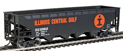Walthers Trainline 1426 HO Scale Offset Hopper - Ready to Run -- Illinois Central (orange, black, white; Large Logo)