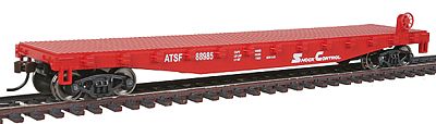Walthers Trainline 1605 HO Scale Flatcar - Ready to Run -- Atchison, Topeka & Santa Fe #88985 (red, white)