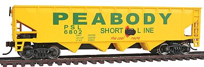 Walthers Trainline 1658 HO Scale Offset Quad Hopper - Ready To Run -- Peabody Short Line #6802