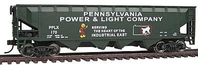 Walthers Trainline 1659 HO Scale Offset Quad Hopper - Ready To Run -- Pennsylvania Power & Light PPLX #170