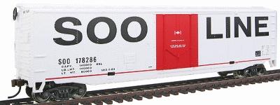 Walthers Trainline 1671 HO Scale 50' Plug-Door Boxcar - Ready to Run -- Soo Line