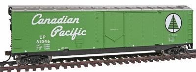 Walthers Trainline 1673 HO Scale 50' Plug-Door Boxcar - Ready to Run -- Canadian Pacific (green; Newsprint Service Logo, Script Lettering)