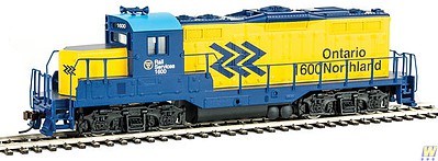 Walthers Trainline 456 HO Scale EMD GP9M - Standard DC -- Ontario Northland #1600 (yellow, blue; Chevrons Logo)