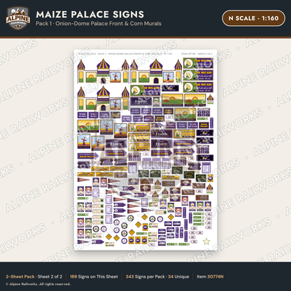 Alpine Railworks 30774N N Scale Roadside Signs - Corn Palace