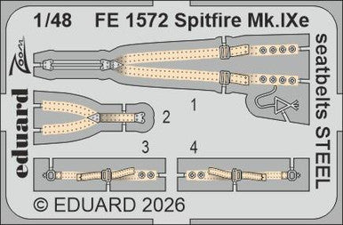 Eduard FE1572 1/48 Spitfire Mk.IXe Seatbelts STEEL Zoom Set for AIRFIX