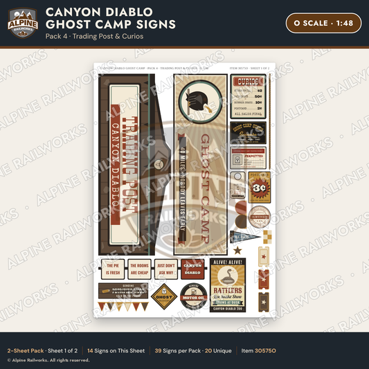 Alpine Railworks 30575O O Scale Roadside Signs - Desert Ghost Town