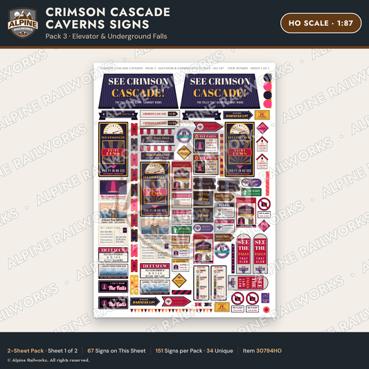Alpine Railworks 30794HO HO Scale Roadside Attraction Signs - Caverns