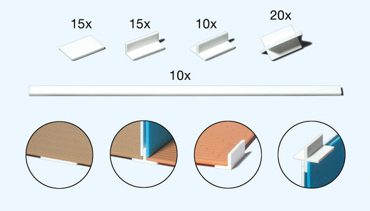 Preiser 19540 HO Scale Mounting Angles & Spacers, 70-Piece Kit