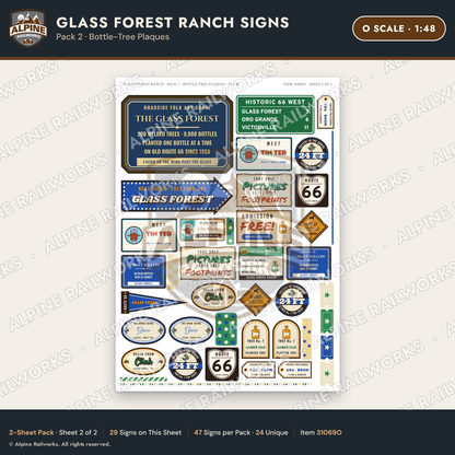 Alpine Railworks 31069O O Scale Roadside Signs - Bottle Tree Ranch