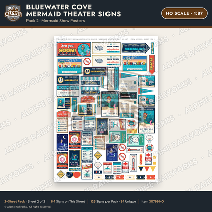 Alpine Railworks 30799HO HO Scale Roadside Signs - Mermaid Show