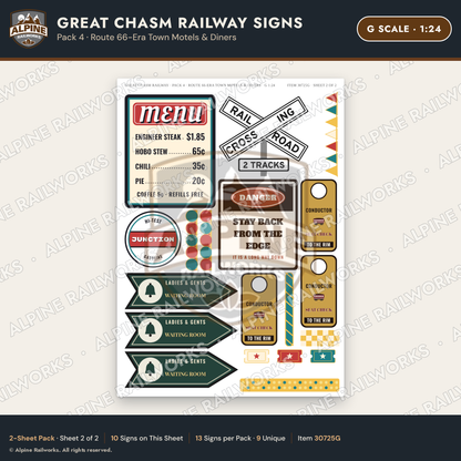Alpine Railworks 30725G G Scale Tourist Signs - Canyon Railway