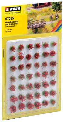 Noch 7035 All Scale Grass Tufts Mini Set -- Blooming Red 1/4" 6mm pkg(42)