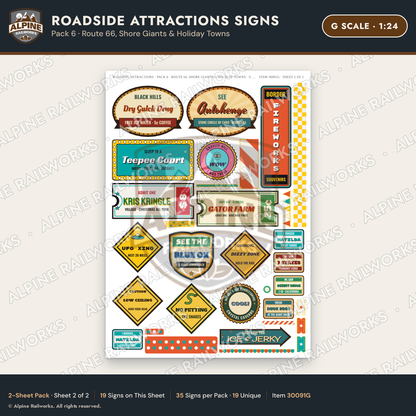 Alpine Railworks 30091G G Scale Roadside Attractions Signs - Route 66