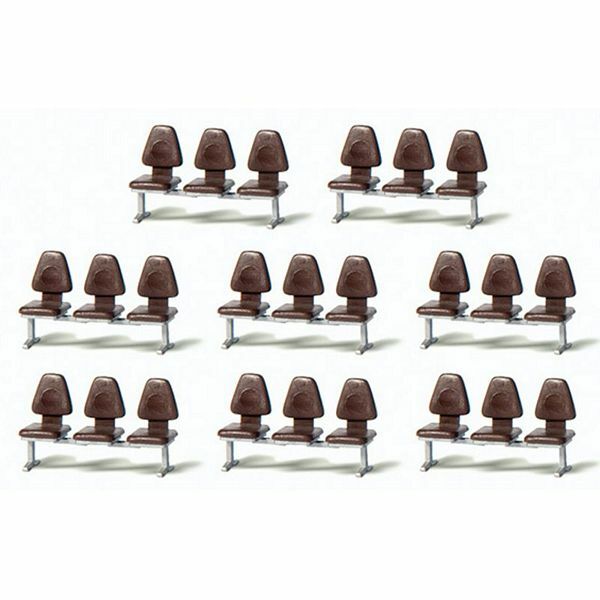 Preiser 17215 HO Scale Modern Modular Seating -- 3-Seat Units pkg(8)