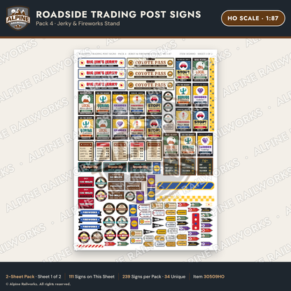 Alpine Railworks 30509HO HO Scale Roadside Trading Post Signs - Jerky