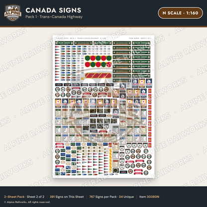 Alpine Railworks 30380N N Scale Canada Signs - Trans-Canada Highway