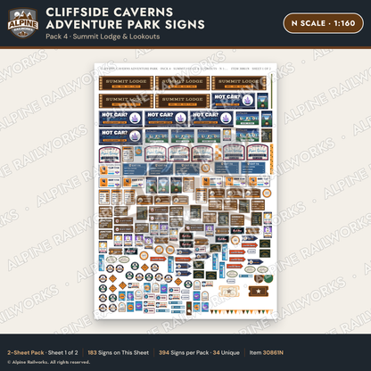 Alpine Railworks 30861N N Scale Roadside Signs - Cave Adventure Park