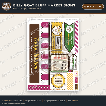 Alpine Railworks 30866G G Scale Roadside Signs - Goats on the Roof