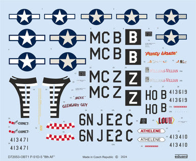 Eduard D72053 1/72 P-51D-5 8th AF Decal for EDUARD