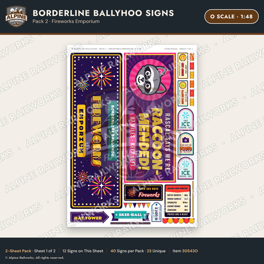 Alpine Railworks 30543O O Scale Roadside Signs - Border Tourist Stop