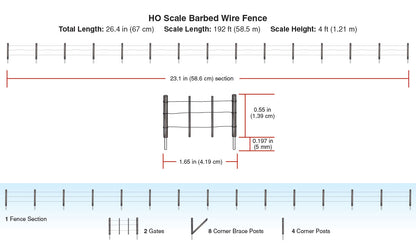 Woodland Scenics A2980 HO Scale Barbed Wire Fence