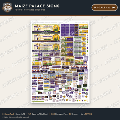 Alpine Railworks 30779N N Scale Roadside Signs - Corn Palace