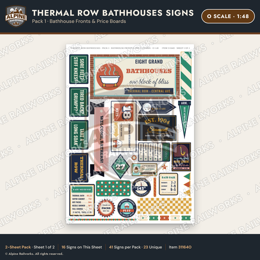 Alpine Railworks 31164O O Scale Roadside Signs - Hot Springs