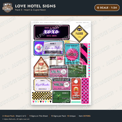 Alpine Railworks 30708G G Scale Love Hotel Signs - Heart & Cupid Neon