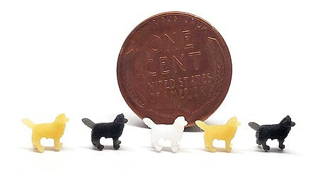 All Scale Miniatures 1600962 N Scale Dogs -- 3D Printed Multiple Colors (5)