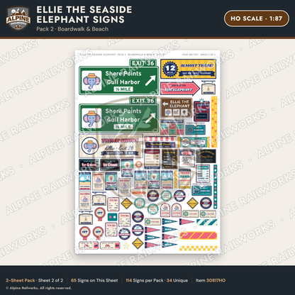 Alpine Railworks 30817HO HO Scale Roadside Signs - Elephant Building